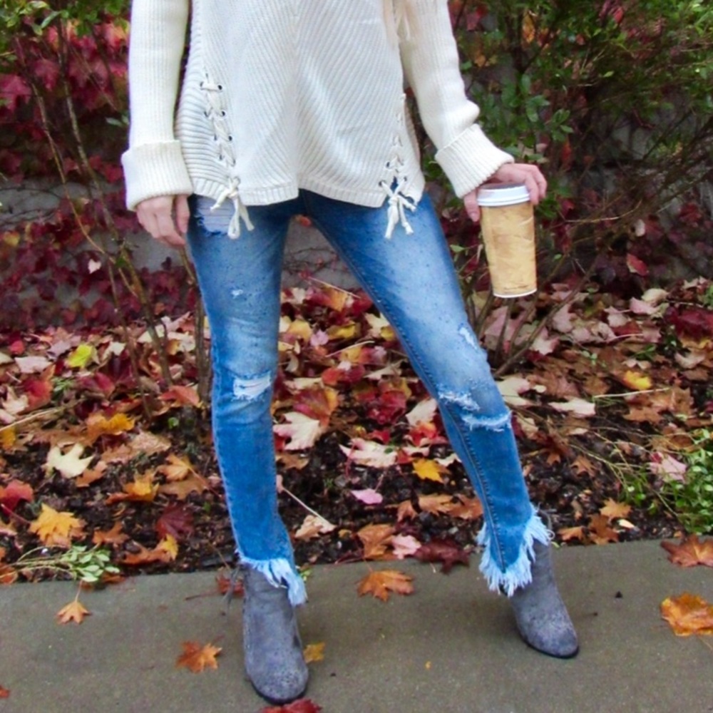 New encore high rise distressed jeans